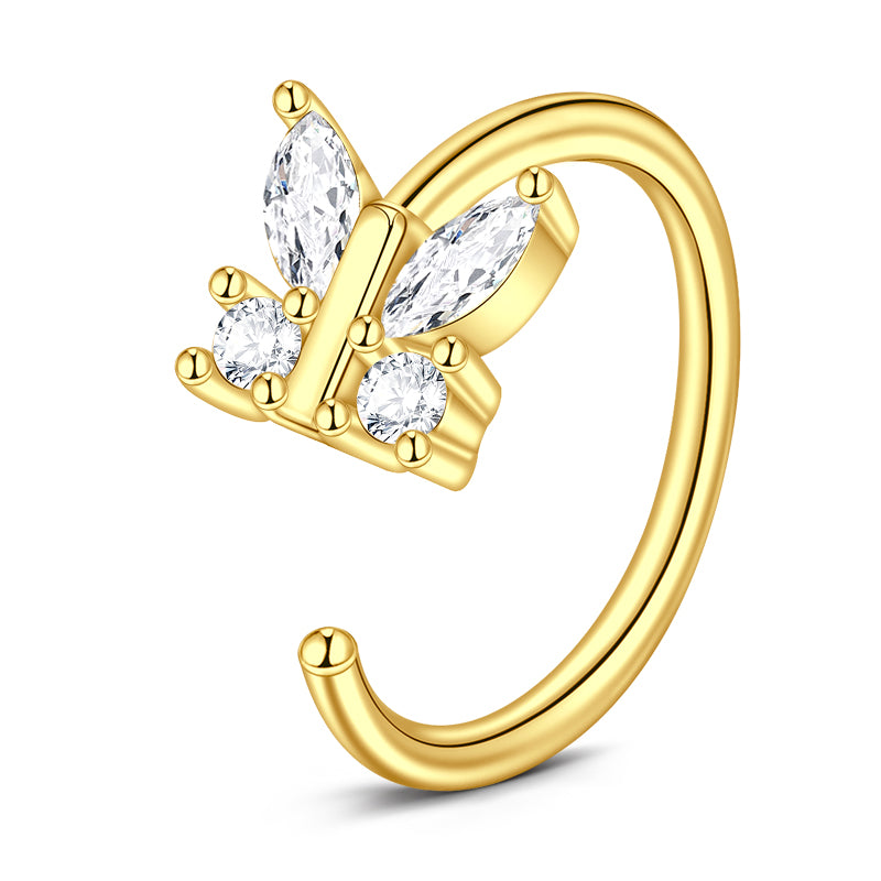 Butterfly Diamond Nose Rings Hoop