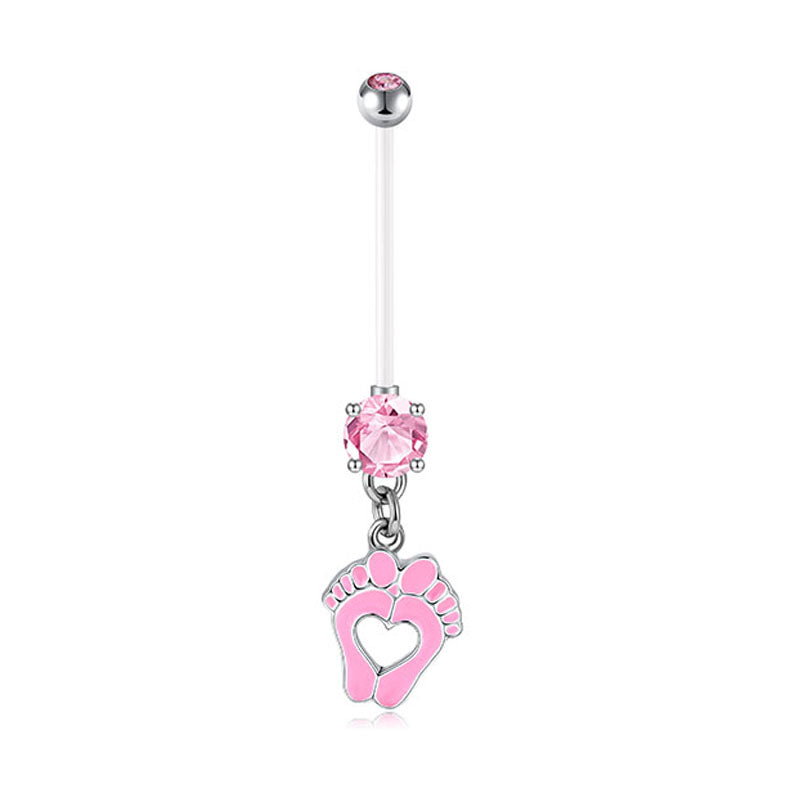 Pink Baby Foot Pregnancy Belly Ring 14G 35MM