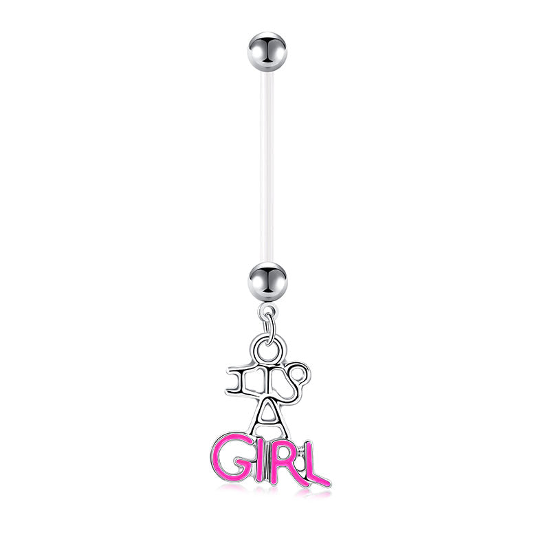 Pink 14G Girl Pendant Pregnency Belly Ring