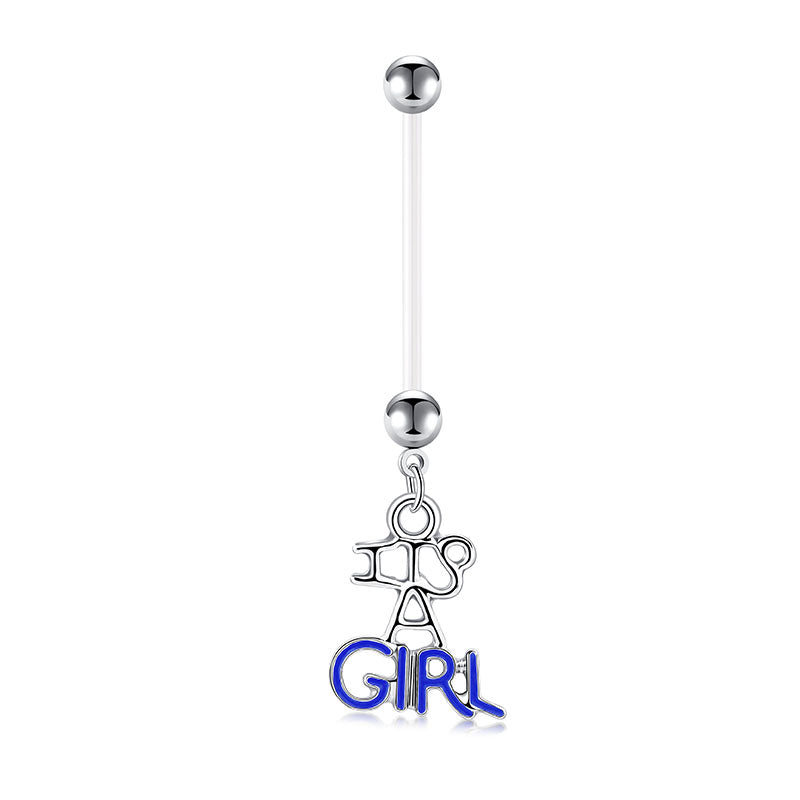 Blue 14G Girl Pendant Pregnency Belly Ring