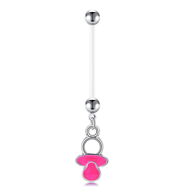 Pink 14G Pacifier Pendant Pregnency Belly Ring