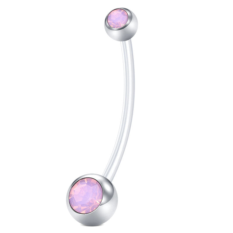 Pink Pregnancy Belly Rings 14G Opal inlaid 38MM