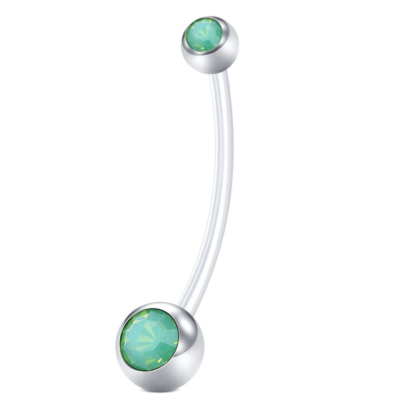 Green Pregnancy Belly Rings 14G Opal inlaid 38MM