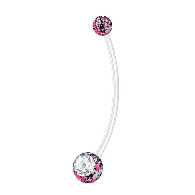 Pink White Colorful Ball CZ Pregnancy Belly Ring 38MM