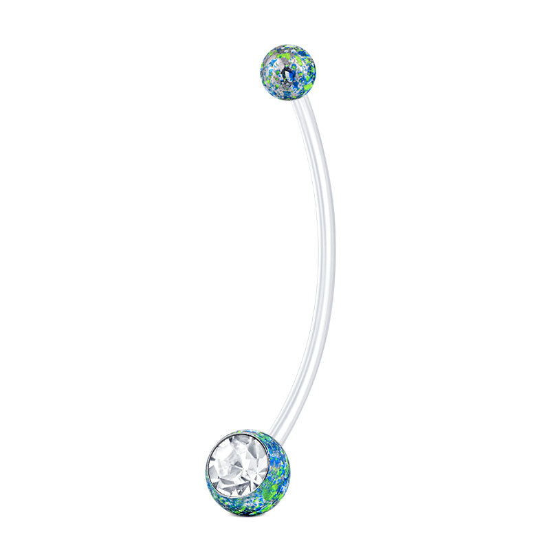 Blue Green Colorful Ball CZ Pregnancy Belly Ring 38MM
