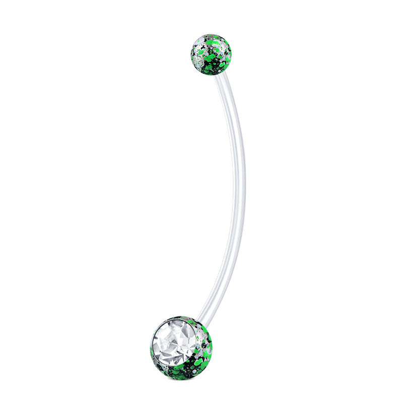 Black Green Colorful Ball CZ Pregnancy Belly Ring 38MM