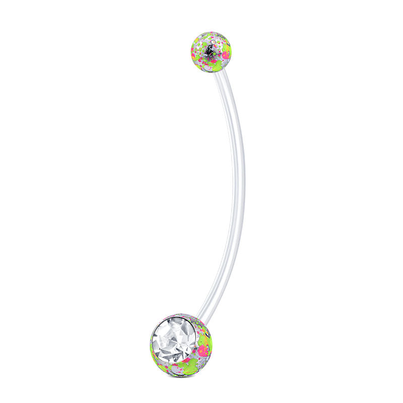 Yellow Pink Colorful Ball CZ Pregnancy Belly Ring 38MM