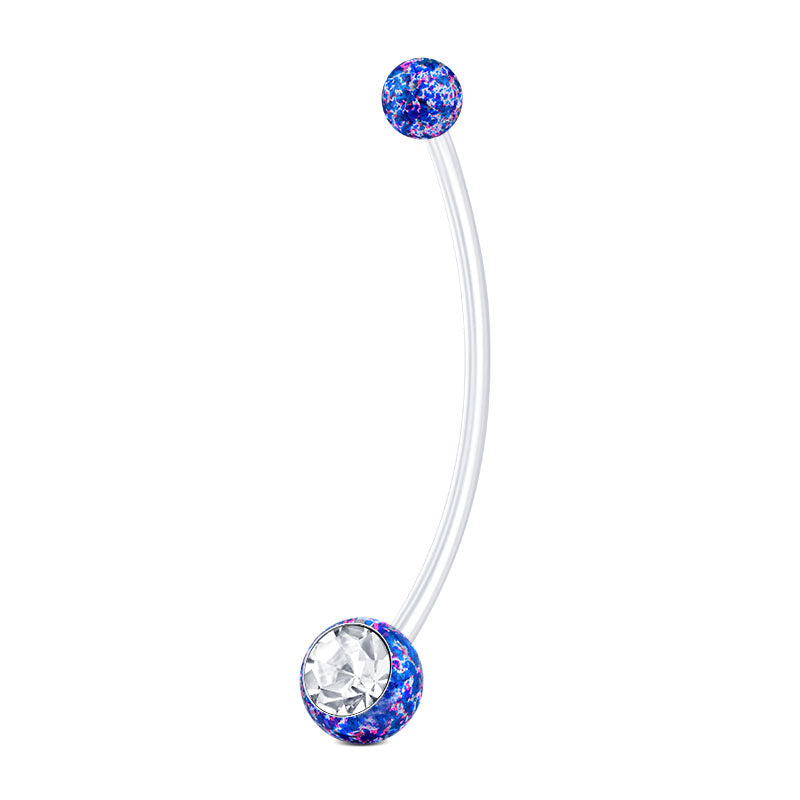 Blue Purple Colorful Ball CZ Pregnancy Belly Ring 38MM