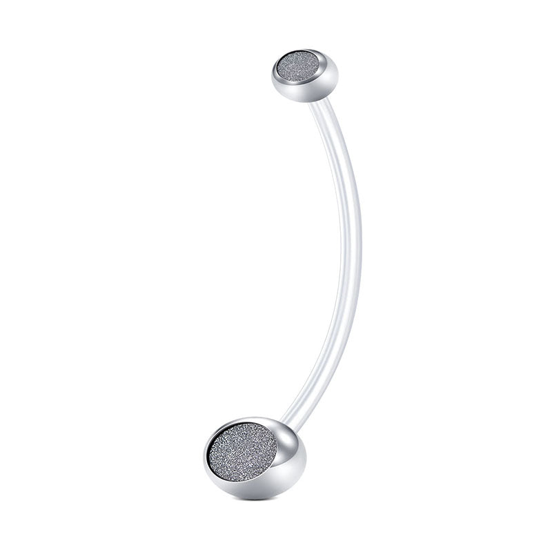 Silver 14G Sand Glitter Pregnancy Belly Ring 25MM