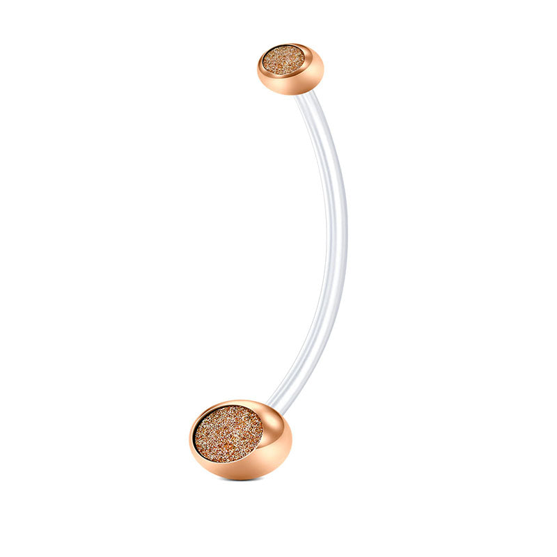 Rose Gold 14G Sand Glitter Pregnancy Belly Ring 25MM