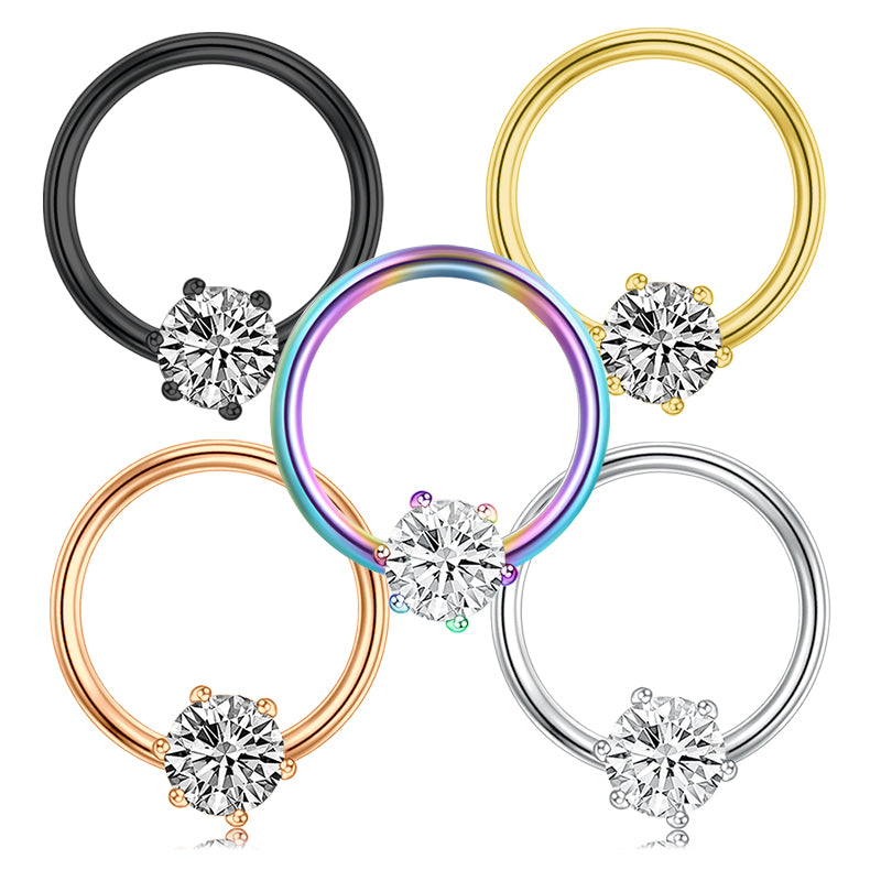 16G Nose Rings Hoop Surgical Steel 8mm Diamond Hoops for Nose Septum Piercing