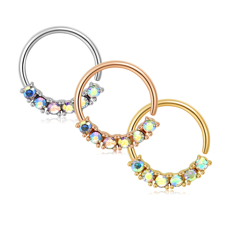 20G Nose Rings Hoop Surgical Steel CZ Nose Ring Hoop 8mm Hoop Nose Ring