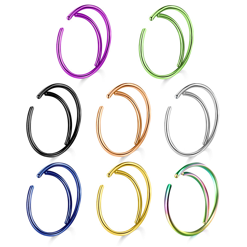 20G Nose Rings Hoop Surgical Steel Double Hoop Nose Ring 8mm 10mm Hoop Nose Ring