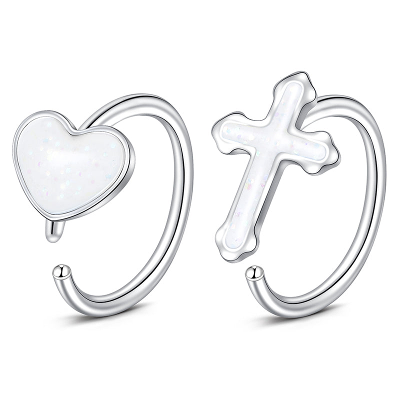 18G 8MM Nose Rings Hoop Surgical Steel Cross Nose Hoop Rings Heart Nose Hoop Piercing