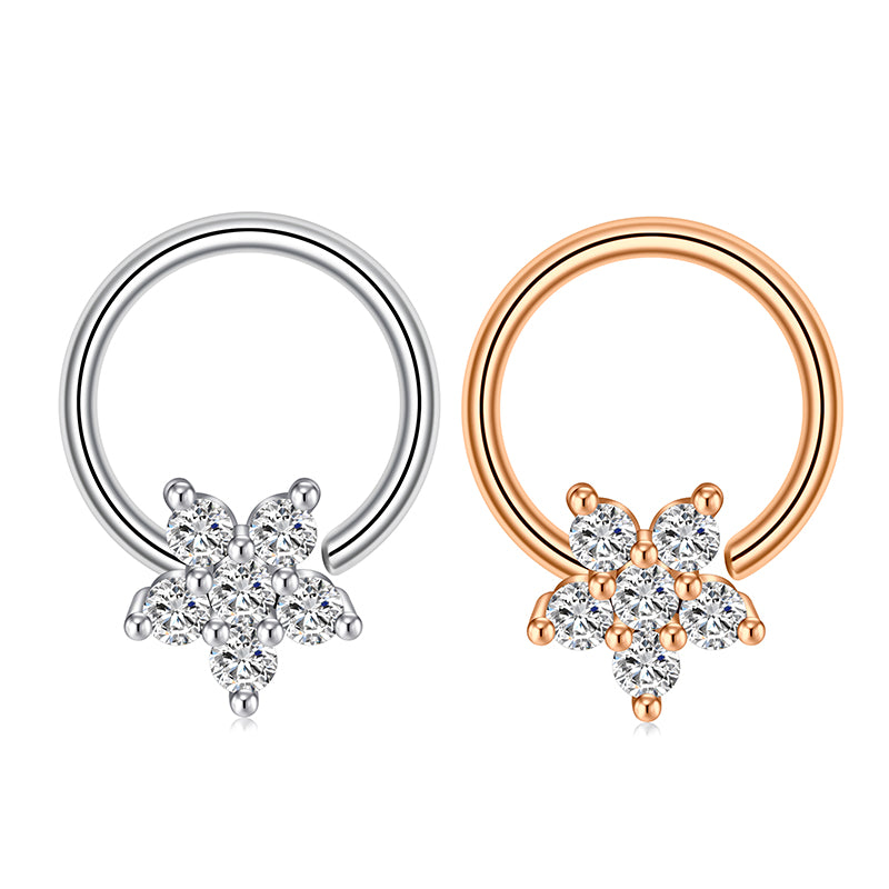 18G 8MM Nose Rings Hoop Surgical Steel Nose Hoop Rings Diamond Hoop Nose Piercing Jewelry