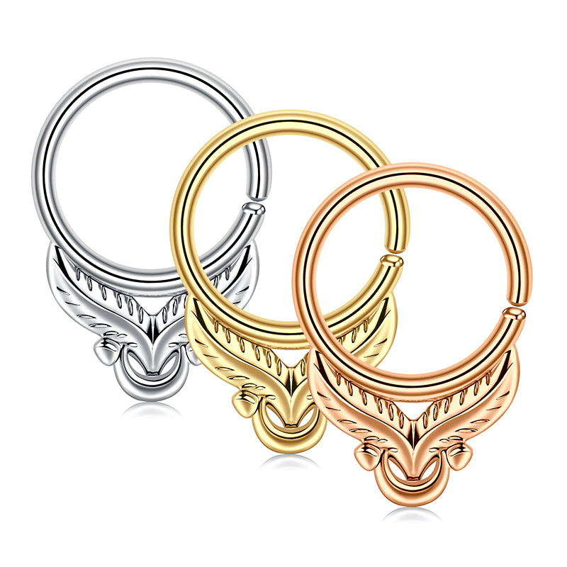 18G 8MM Nose Rings Hoop Surgical Steel Nose Hoop Rings Leafs Nose Septum Rings Piercing