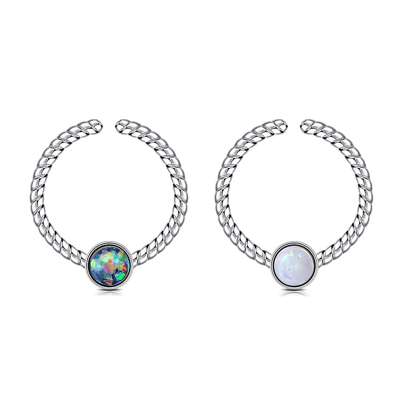 18G 10MM Nose Rings Hoop Surgical Steel Nose Hoop Rings Opal Hoop Nose Septum Piercing