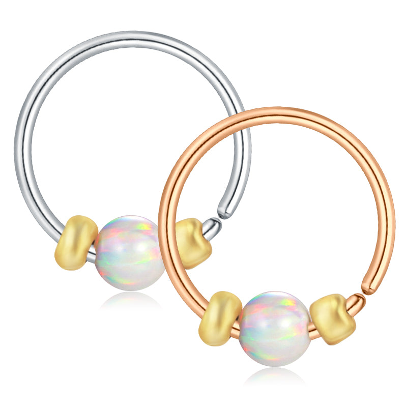 20G 22G Nose Rings Hoop Surgical Steel Nose Hoop Rings 8MM 10MM Opal Nose Hoop Piercing