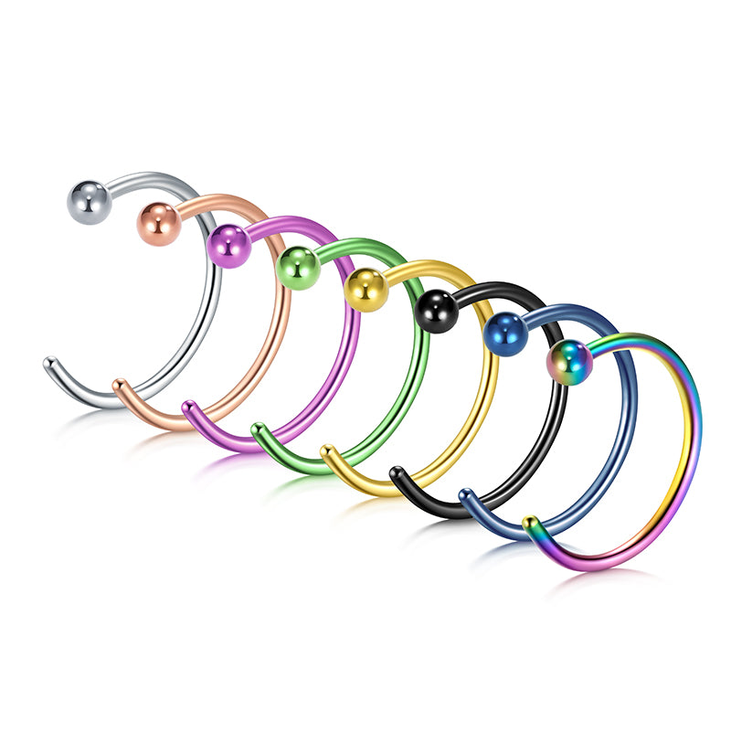 18G 20G Nose Rings Hoops Stainless Steel 8mm 10mm Hoop Nose Ring Ball Top Nose Hoops