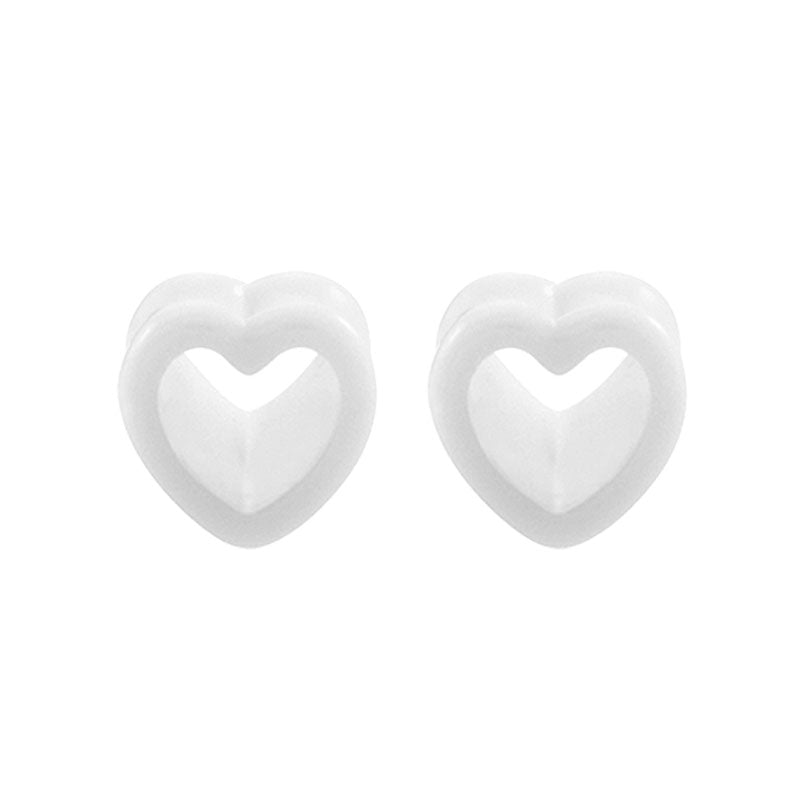 5mm white acylic ear tunnel plug heart circle