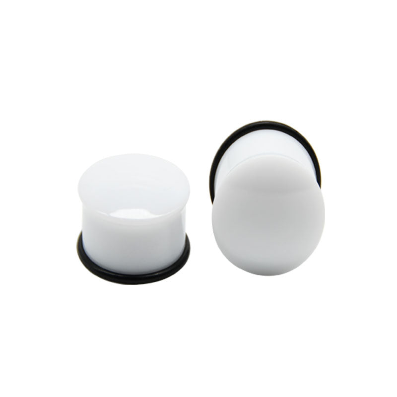 4mm white acylic ear tunnel plug rubber