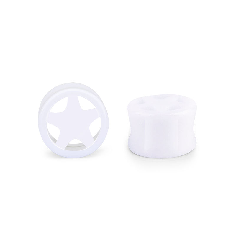 10mm white acylic ear tunnel plug hollow star