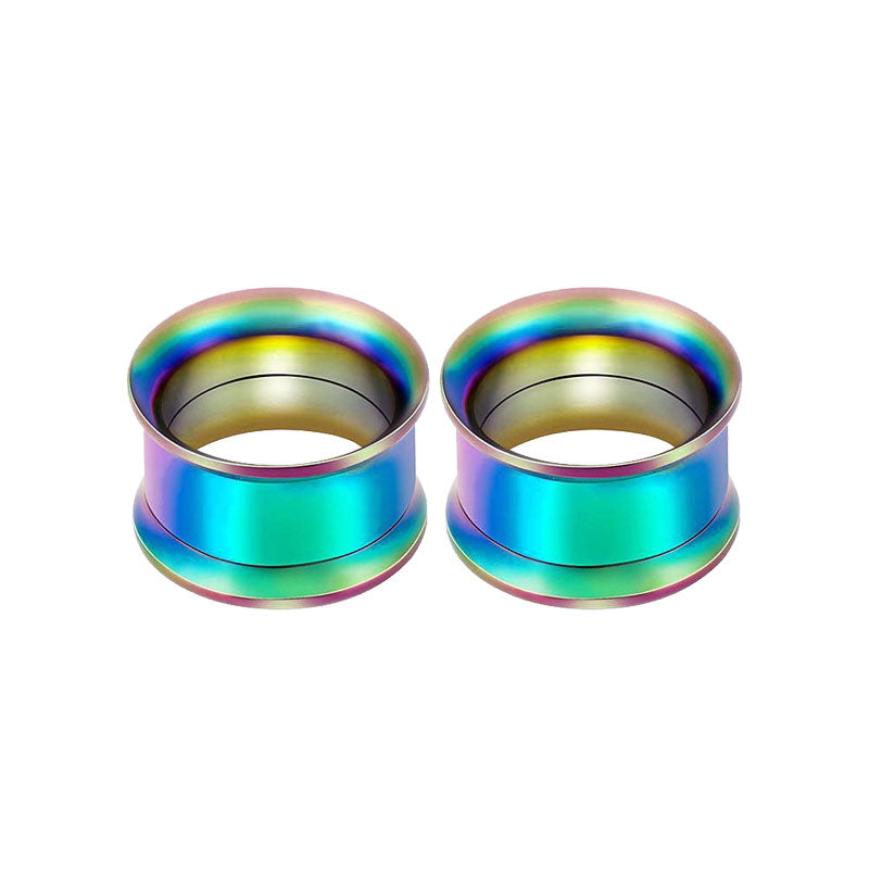 6mm rainbow ear tunnel plug double flared