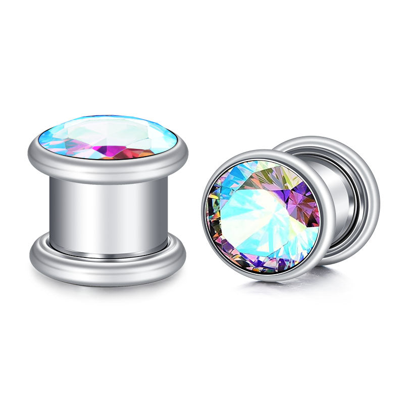 3mm colorful diamond ear tunnel plug