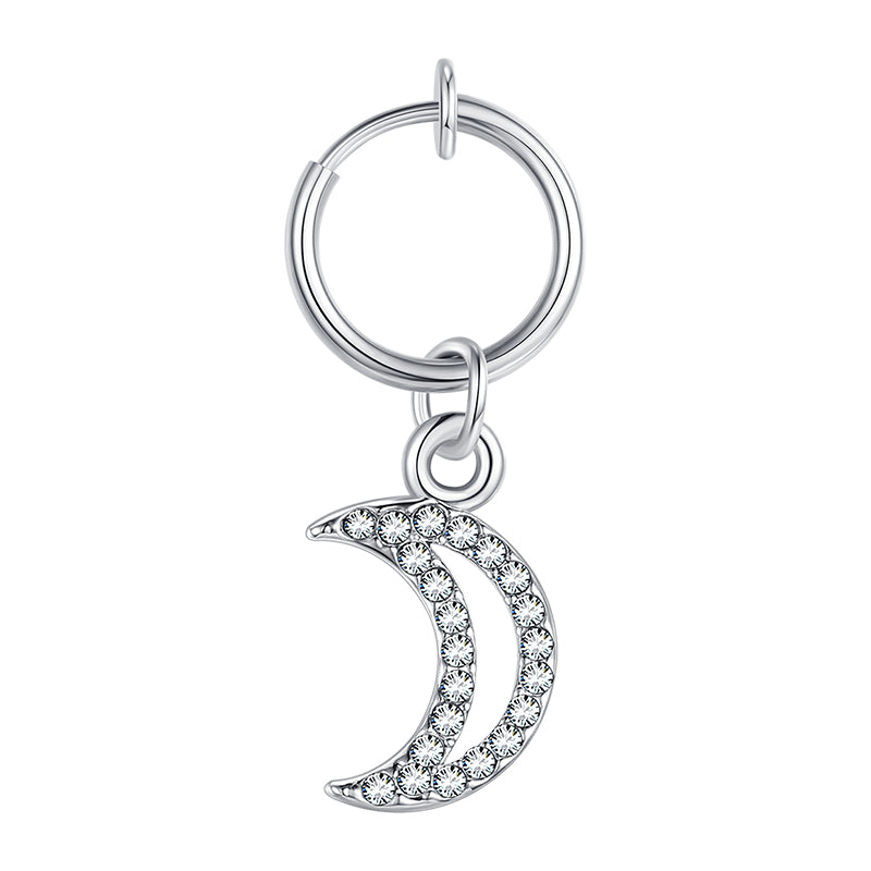 Fake Belly ring with Moon Dangle 2