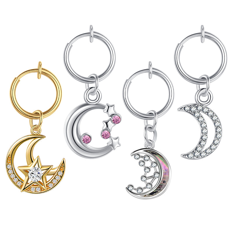 Moon Dangle Clip On Belly Button Rings Fake Navel Piercing Fake Belly Rings Non Piercing