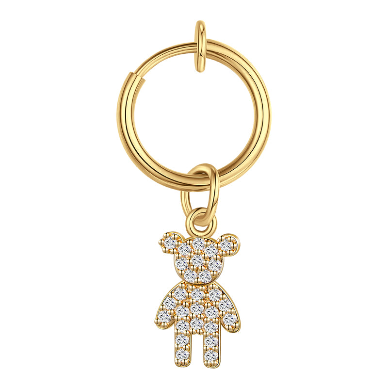 Fake Belly ring with Gold Bear Dangle