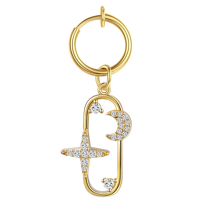 Fake Belly ring with Gold Moon Dangle