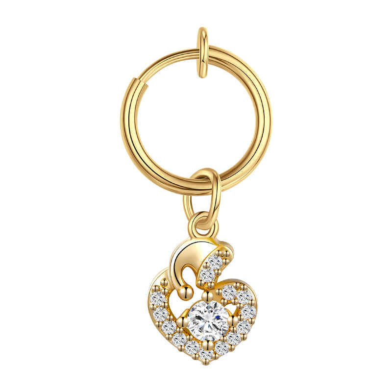Fake Belly ring with Heart Dangle 4