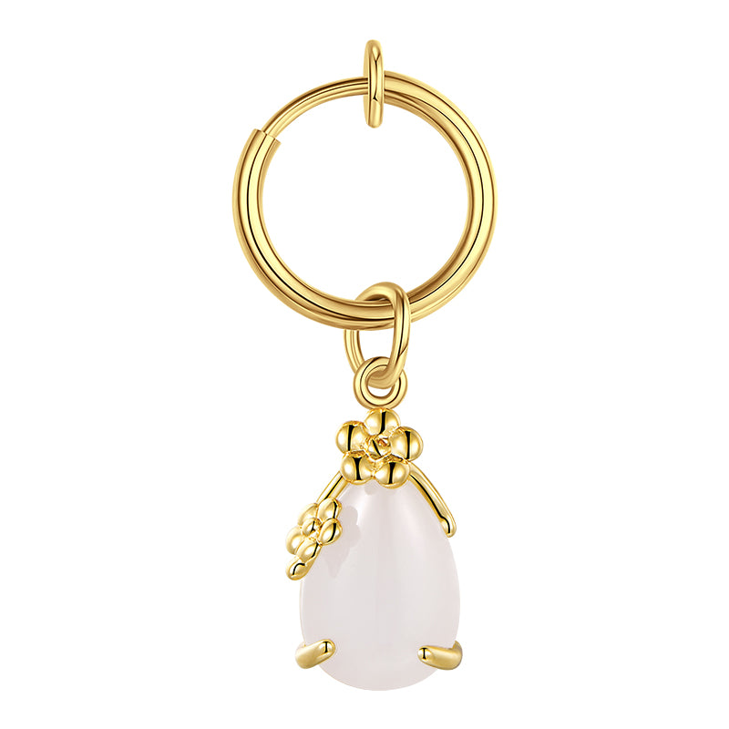 Fake Belly ring with White Gem Pendant