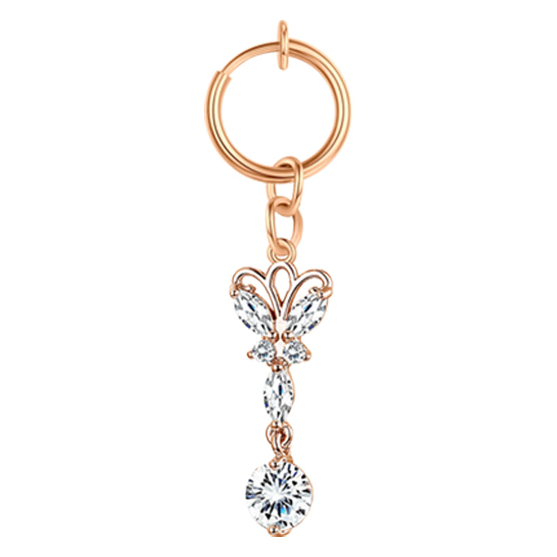 CZ Butterfly Fake Belly Ring in Rose Gold