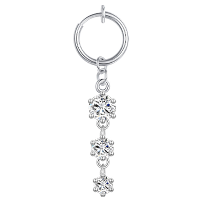 Crystal Pendant Fake Belly ring Silver