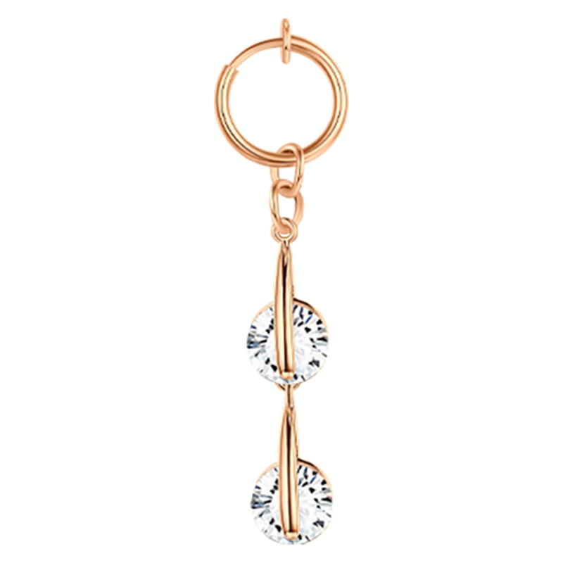 Double CZ Dangle Rose Gold Fake Belly Ring