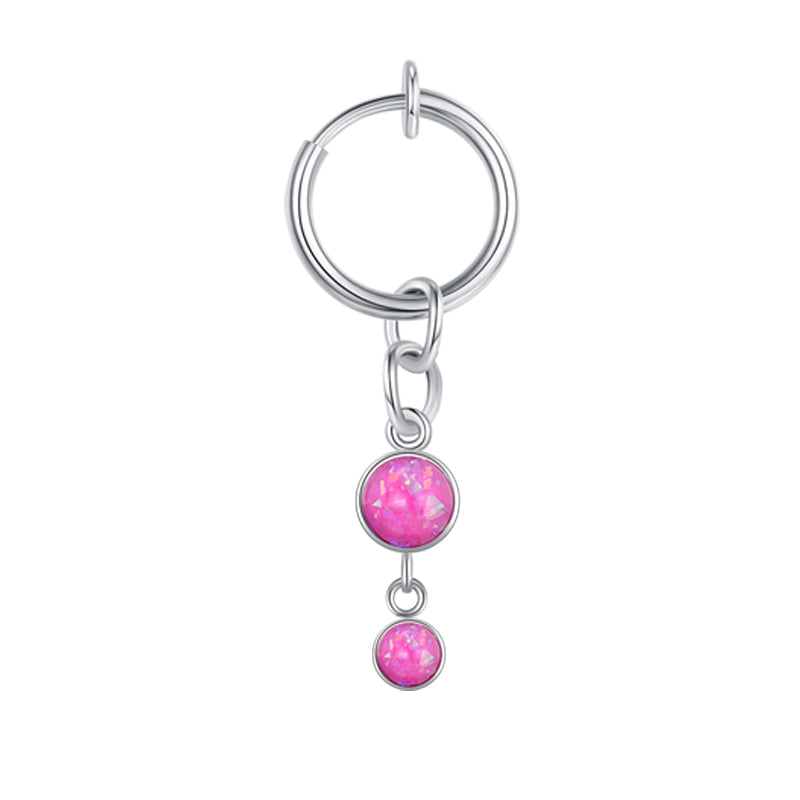 Pink Opal Dangle Clip On Fake Belly Ring