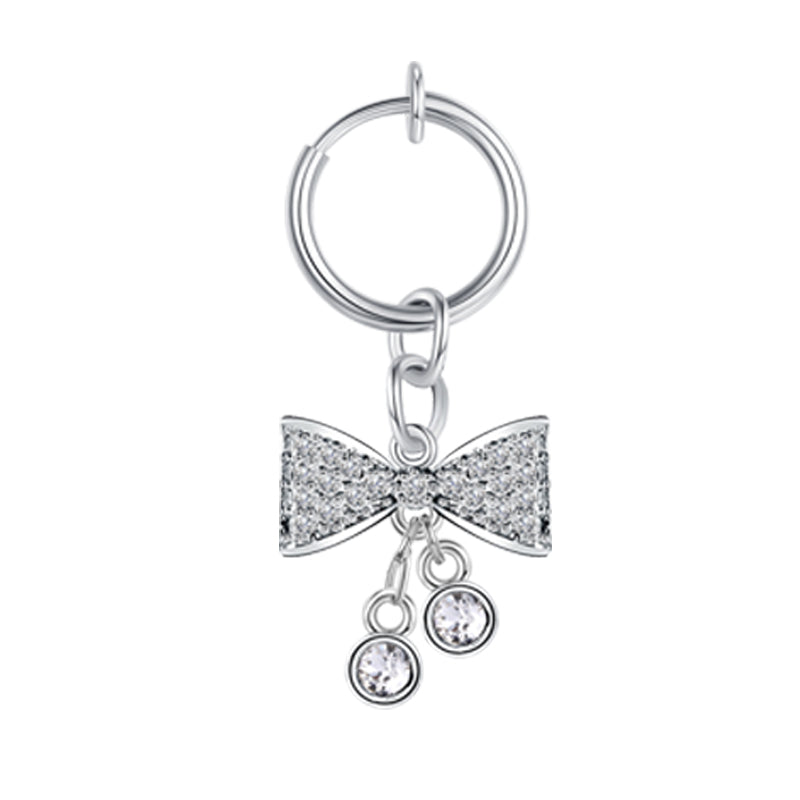 CZ Bow Fake Belly Ring in Silver
