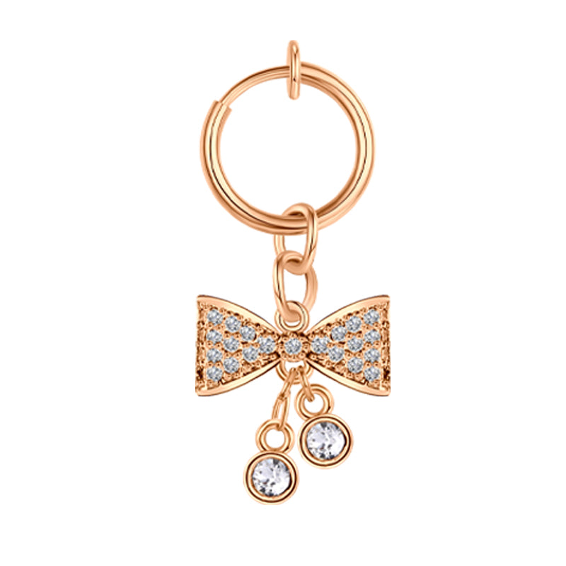 CZ Bow Fake Belly Ring in Rose Gold