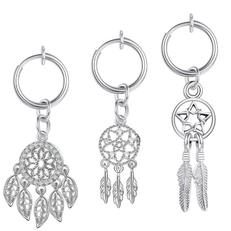 Fake Belly Ring With Dream Catcher Pendant Non Piercing Clip On Navel Ring For Women Fake Navel Piercings Jewelry