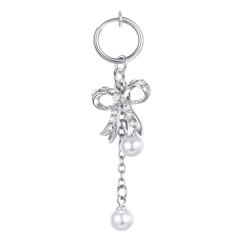 Fake Belly ring with Bow and Pearl