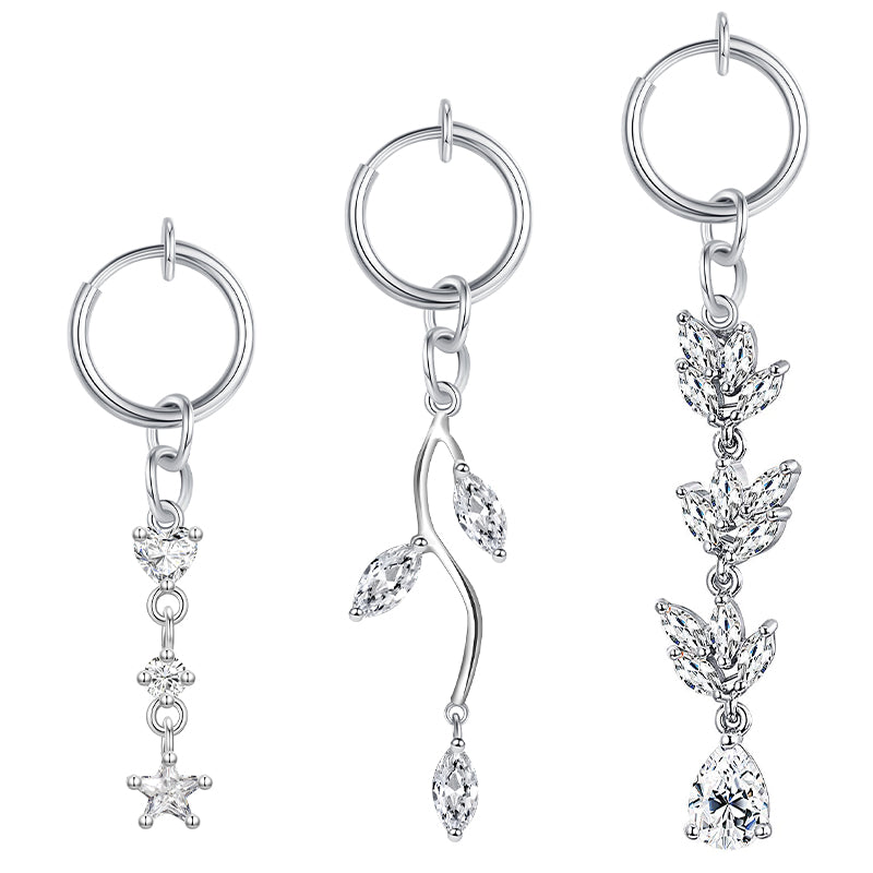 Crystal Long Pendant Fake Belly Ring No Pierced Clip On Navel Ring Fake Piercings Jewelry
