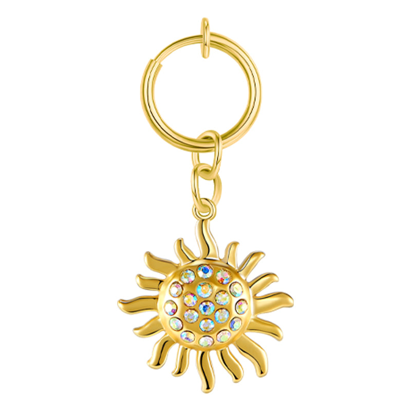 Fake Belly ring with Golden Sun Pendant
