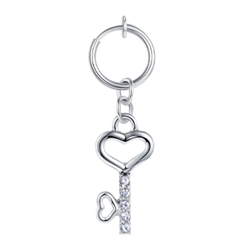 Fake Belly ring with Crystal Key Dangle