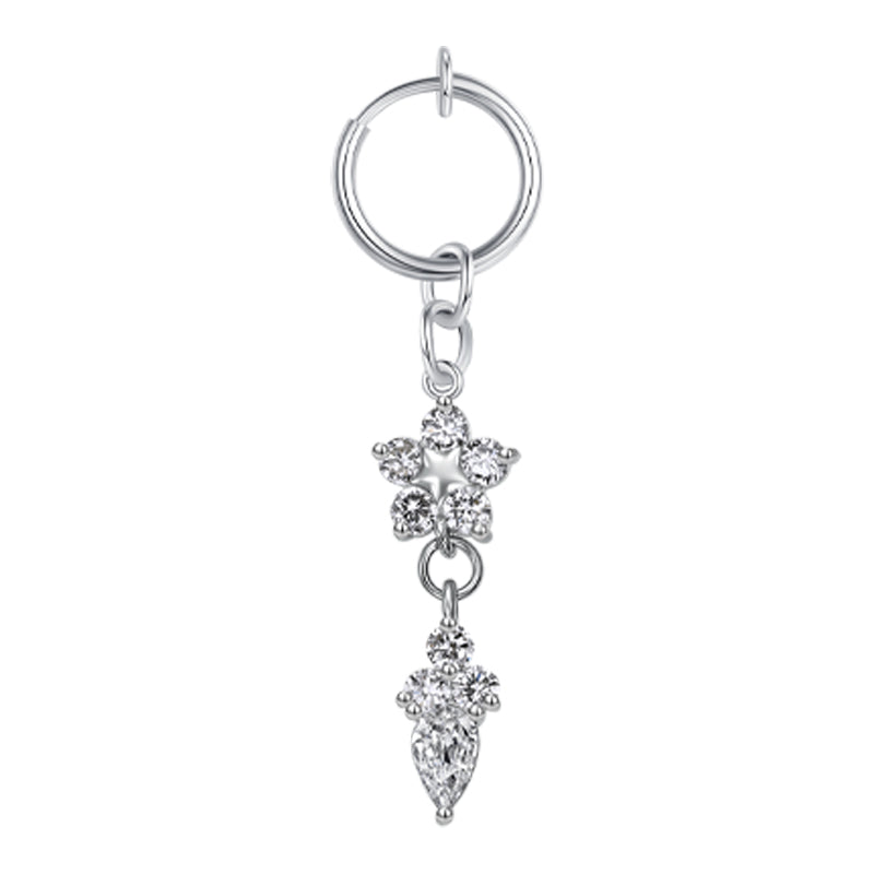 Crystal Flower Leaf Fake Belly Ring Non Piercing Clip On Navel Ring Fake Piercings Jewelry