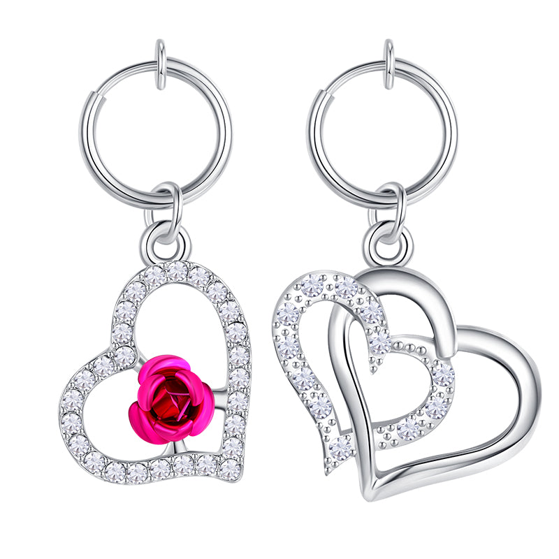 Heart Dangle Clip On Belly Button Rings Fake Navel Piercing Fake Belly Rings Non Piercing