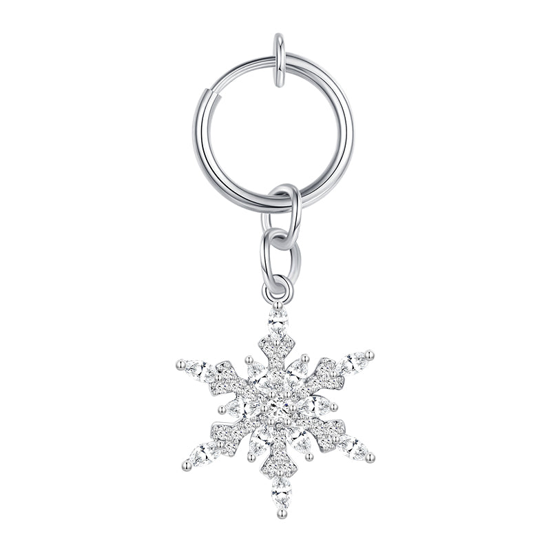Fake Belly ring with Snowflake Pendant