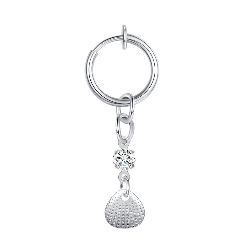silver Shell Dangle Fake Belly Ring