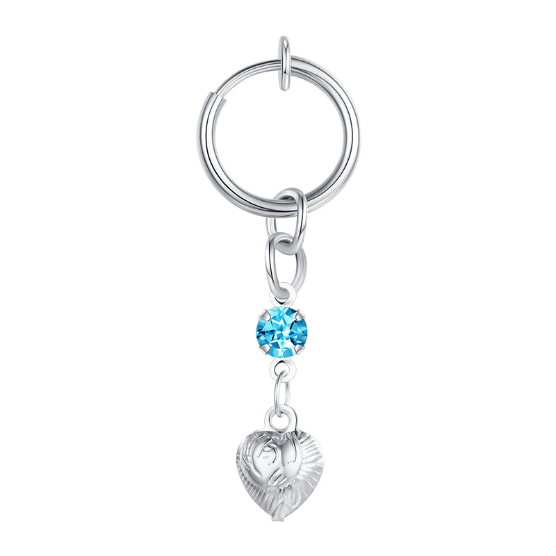 silver Heart Bell Dangle Fake Belly Ring